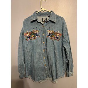 Vintage Quiz New York Women’s Denim Button Up Teddy Bears Fall Time‎ Size 20